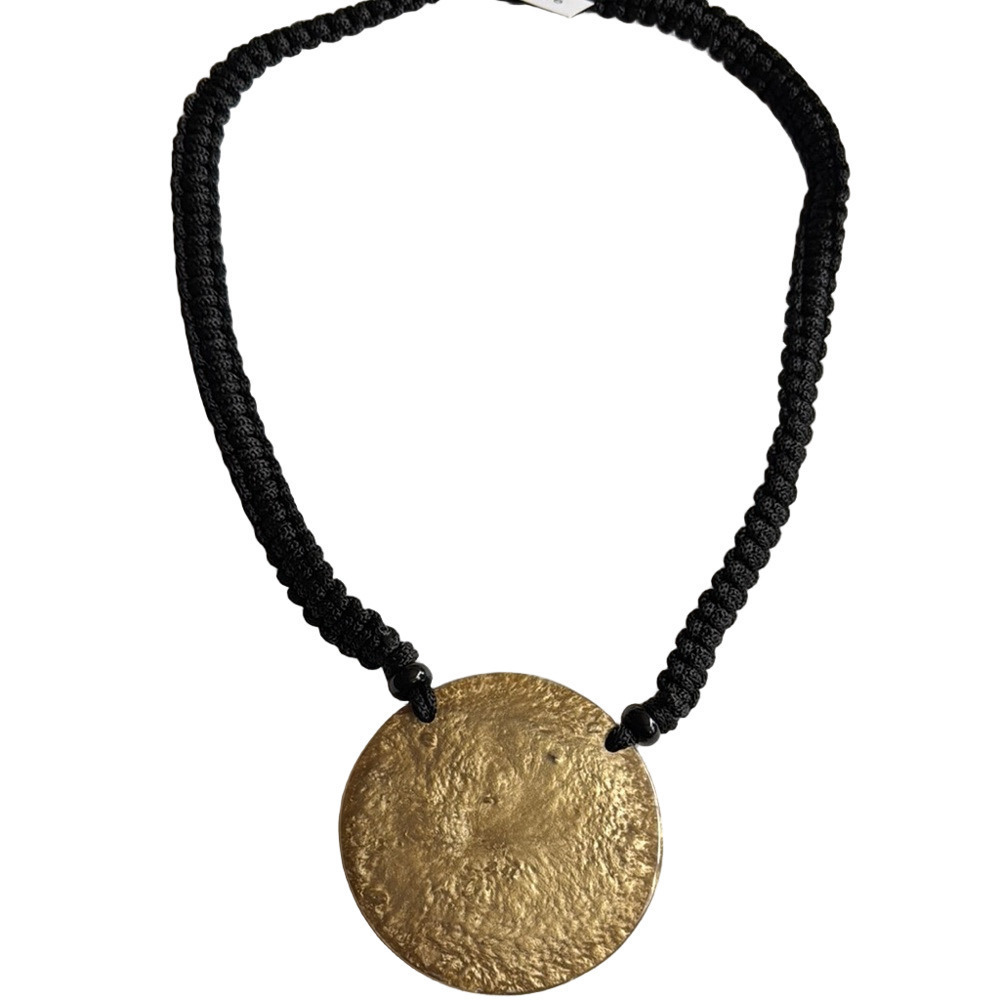 decouture Gold Textured Pendant Statement Necklace